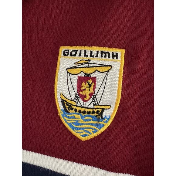 Vintage O’Neills Rugby Shirt, Small Irish Gaillimh Crest Navy Maroon Striped 90s - Picture 4 of 9